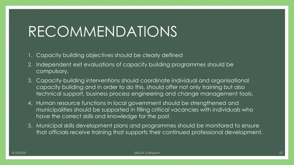 recommendations