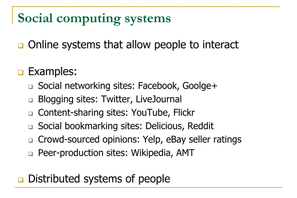 social computing systems