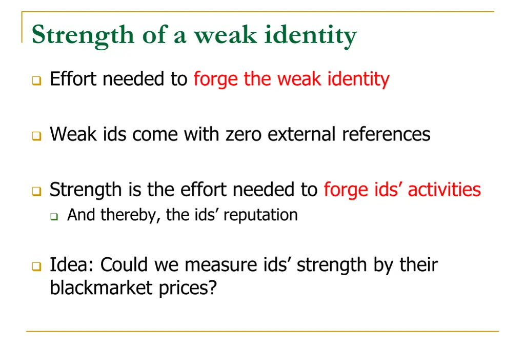 strength of a weak identity