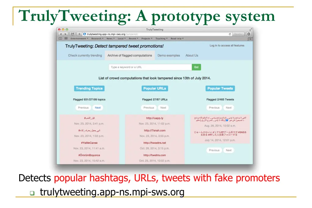 trulytweeting a prototype system