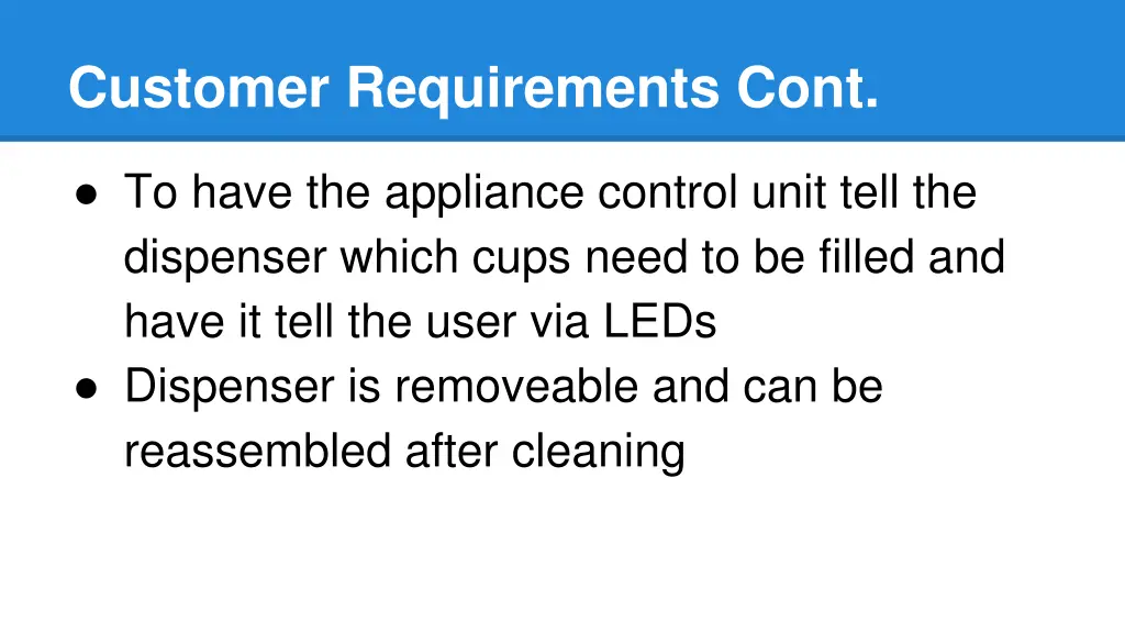 customer requirements cont