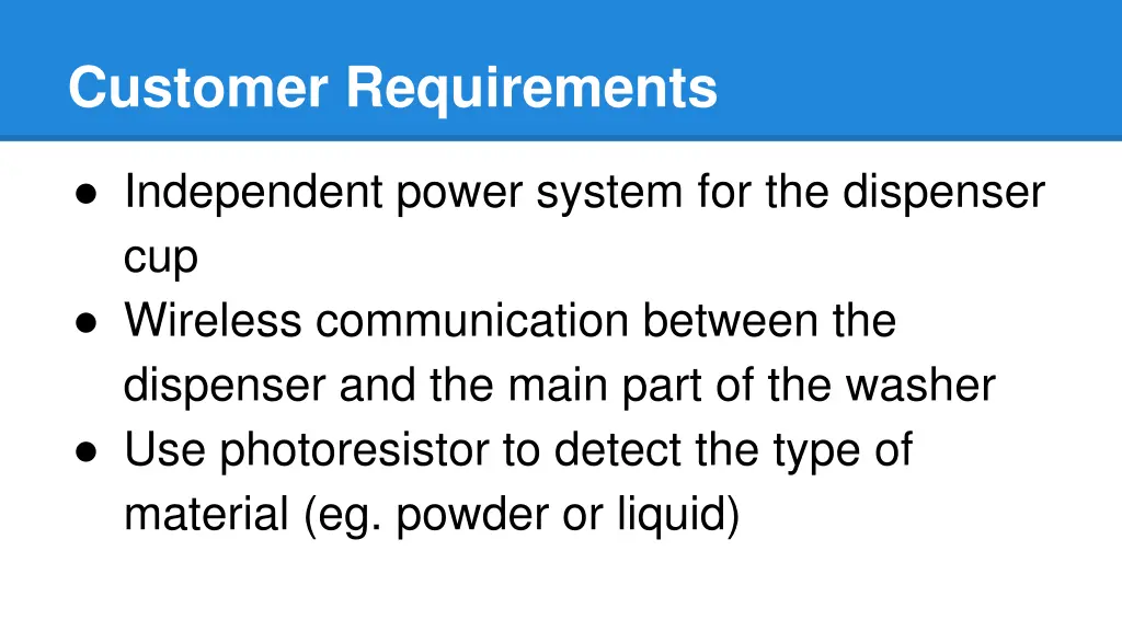customer requirements