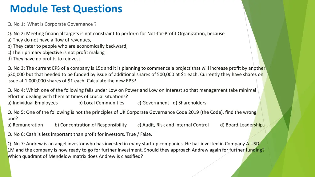 module test questions
