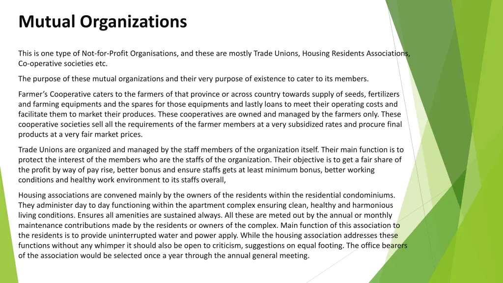 mutual organizations