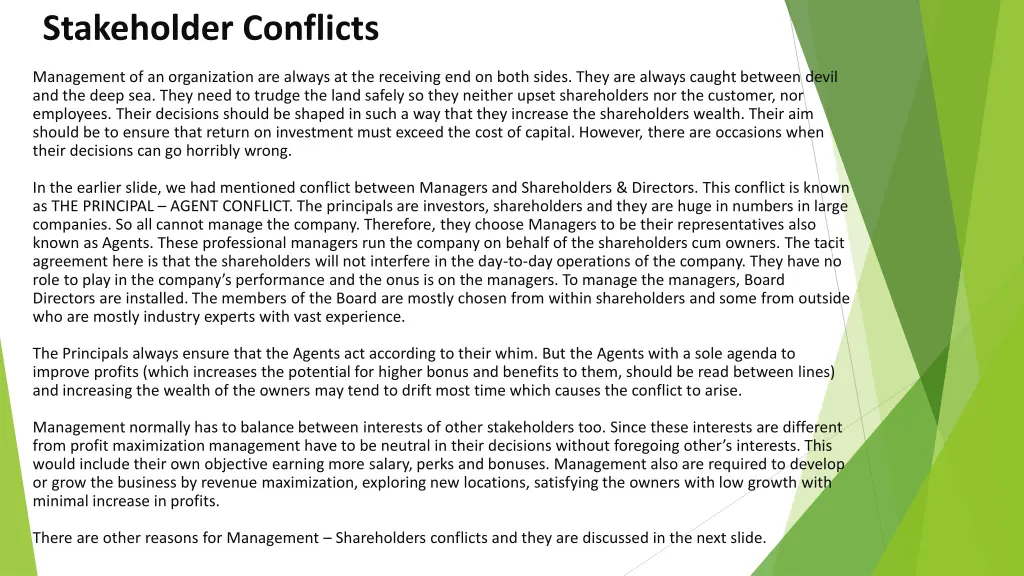 stakeholder conflicts