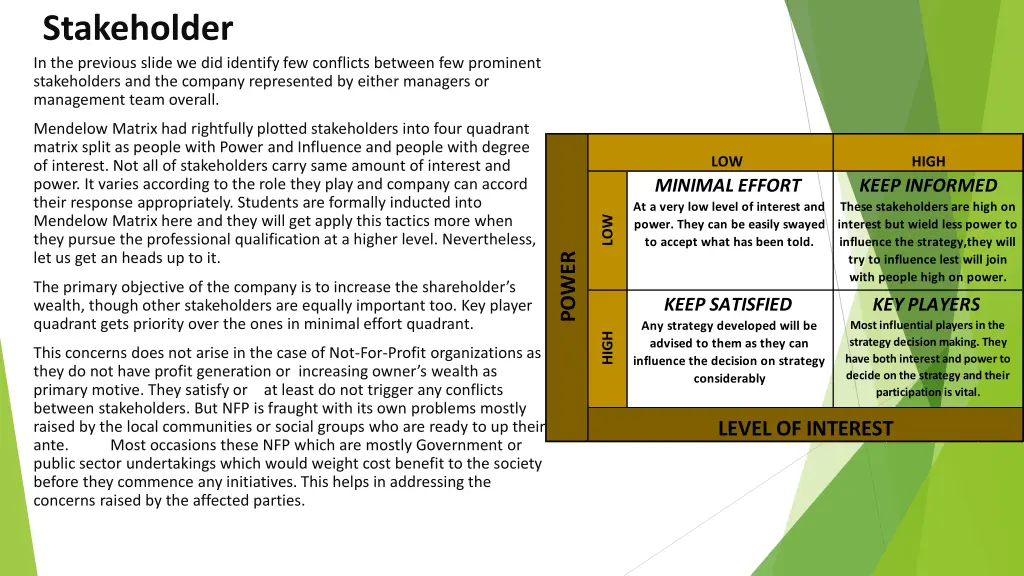 stakeholder in the previous slide we did identify