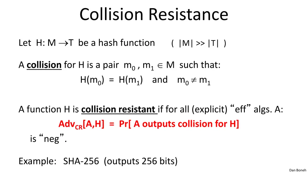 collision resistance