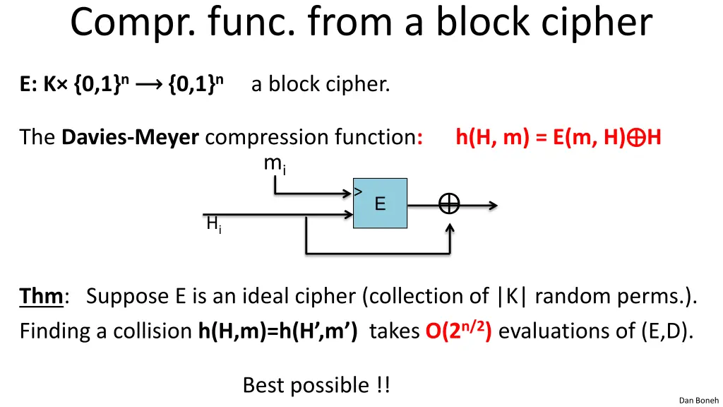 compr func from a block cipher