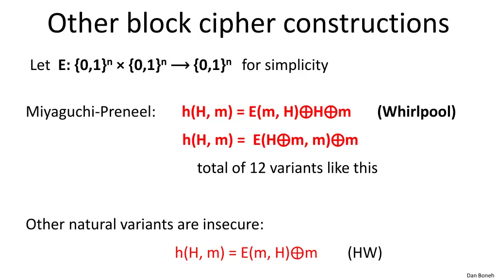 other block cipher constructions