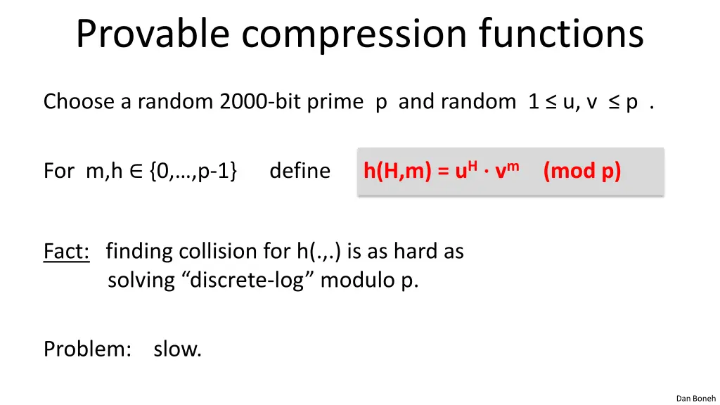 provable compression functions