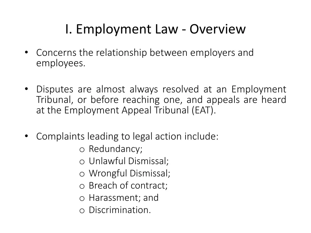 i employment law overview