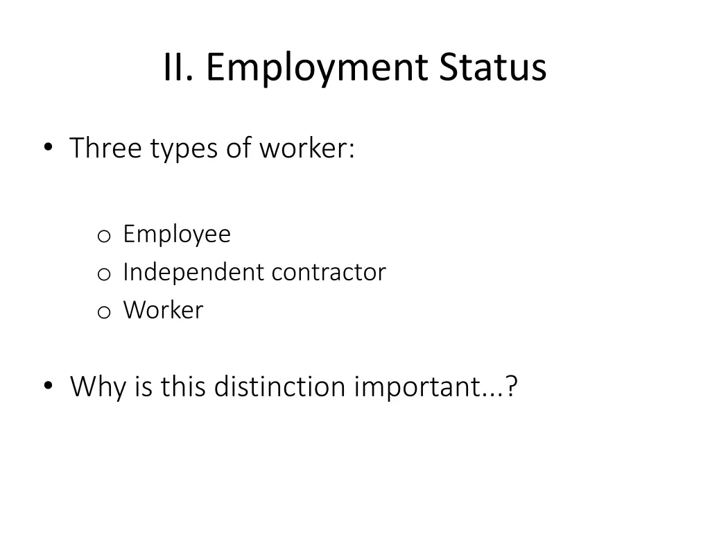 ii employment status