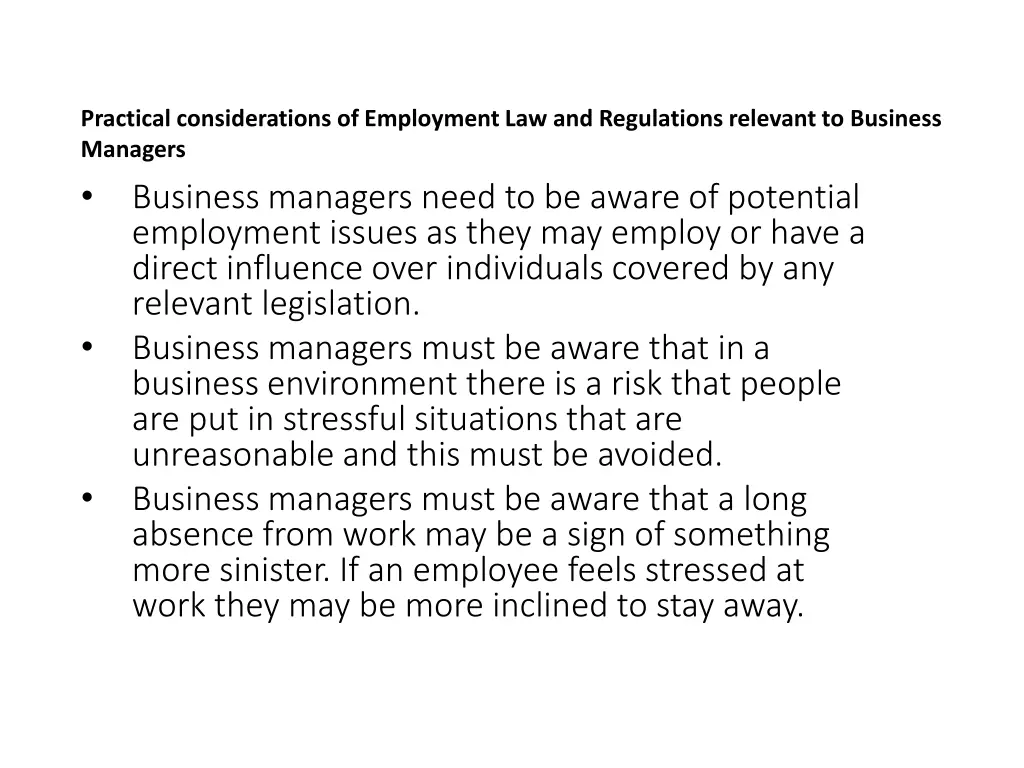 practical considerations of employment