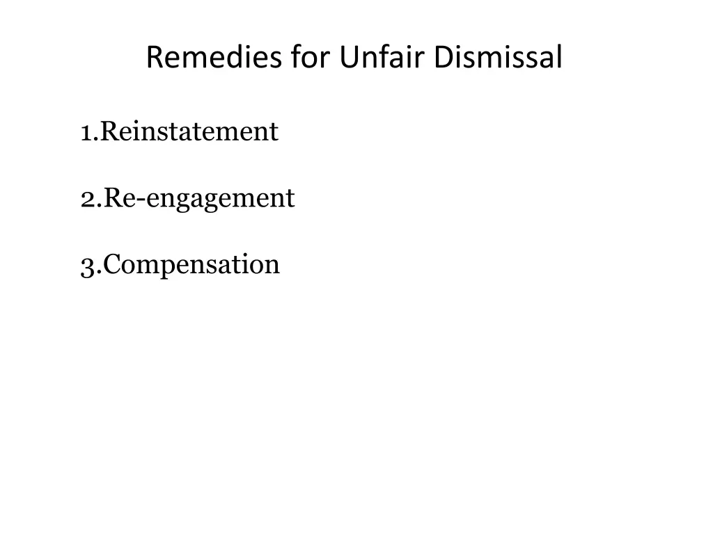 remedies for unfair dismissal