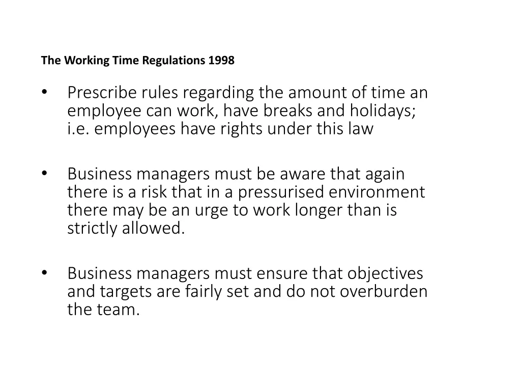 the working time regulations 1998