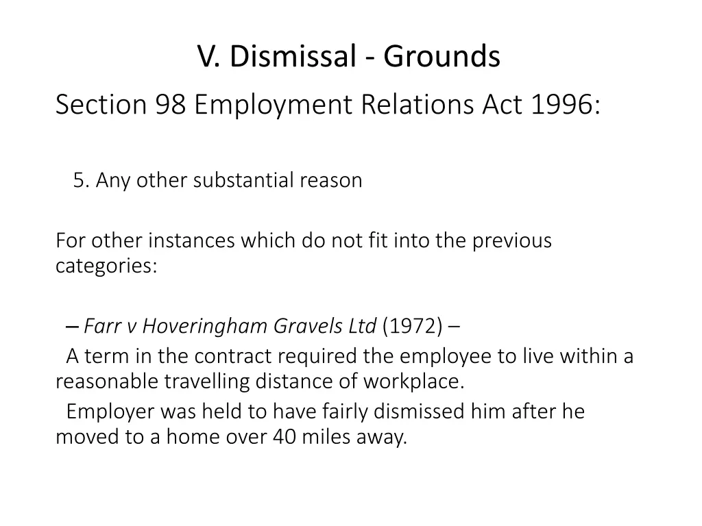 v dismissal grounds section 98 employment 2