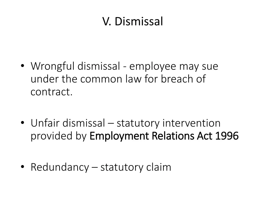 v dismissal