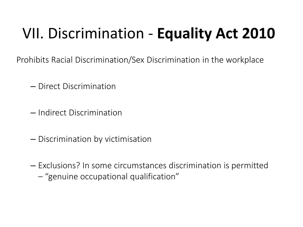 vii discrimination equality act 2010