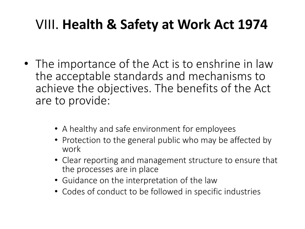 viii health safety at work act 1974 2