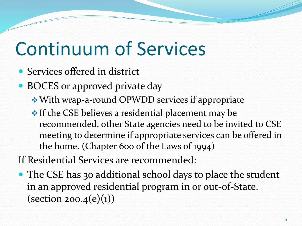 continuum of services