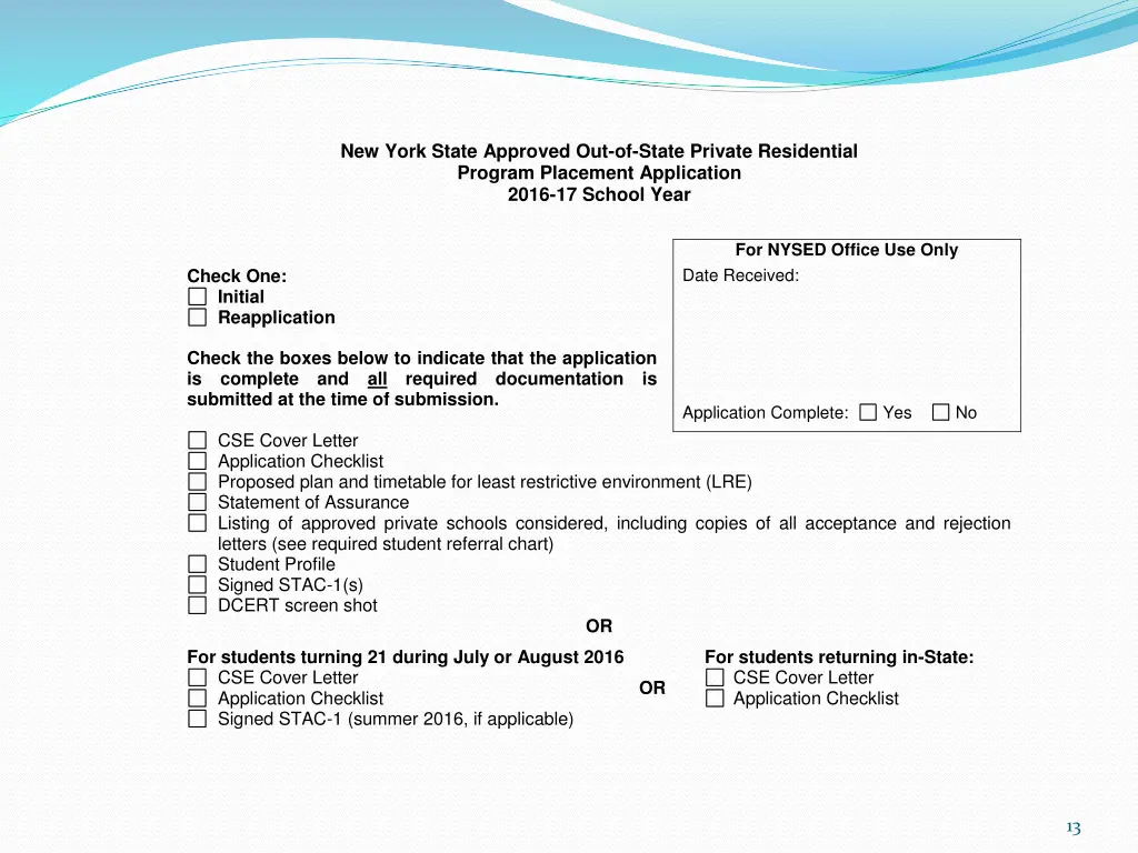 new york state approved out of state private