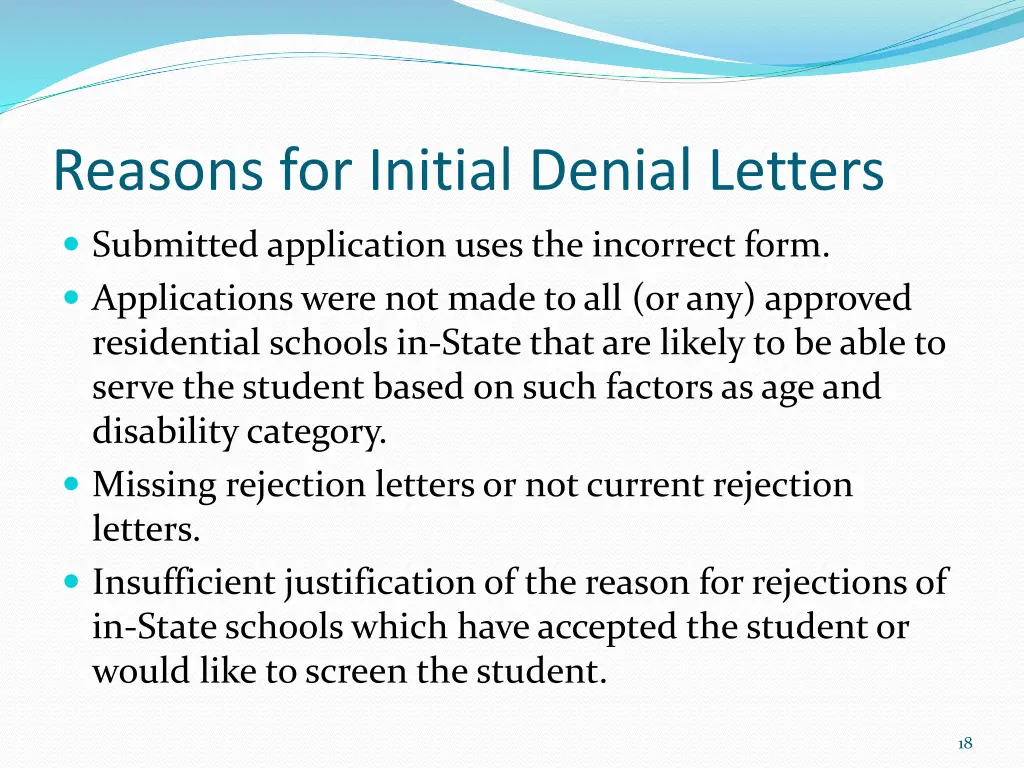 reasons for initial denial letters