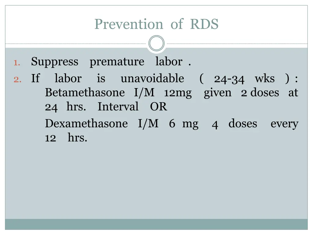 prevention of rds