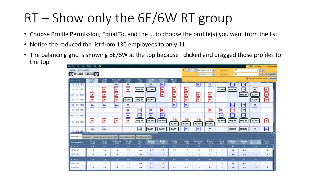 rt show only the 6e 6w rt group