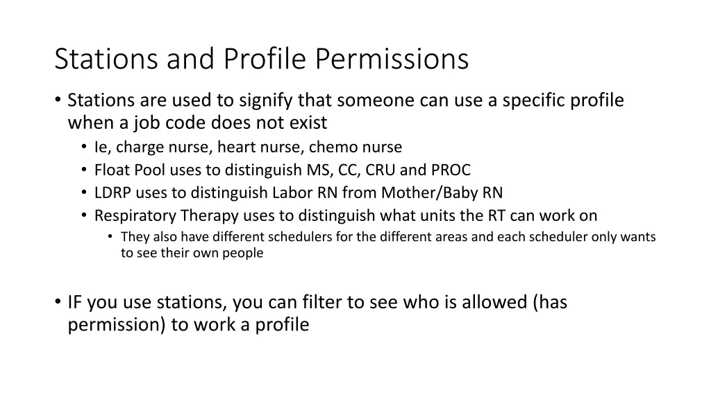 stations and profile permissions
