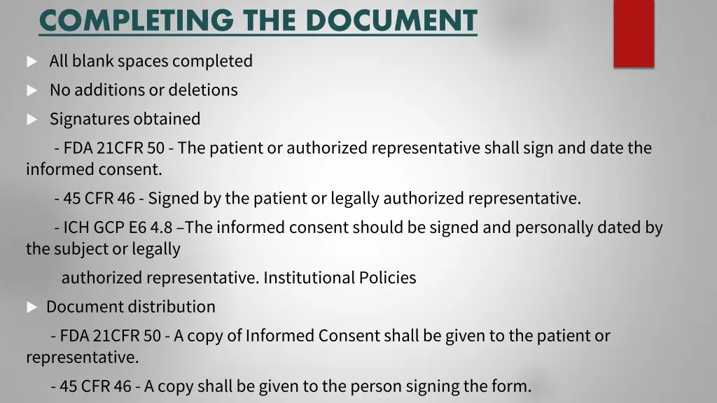 completing the document