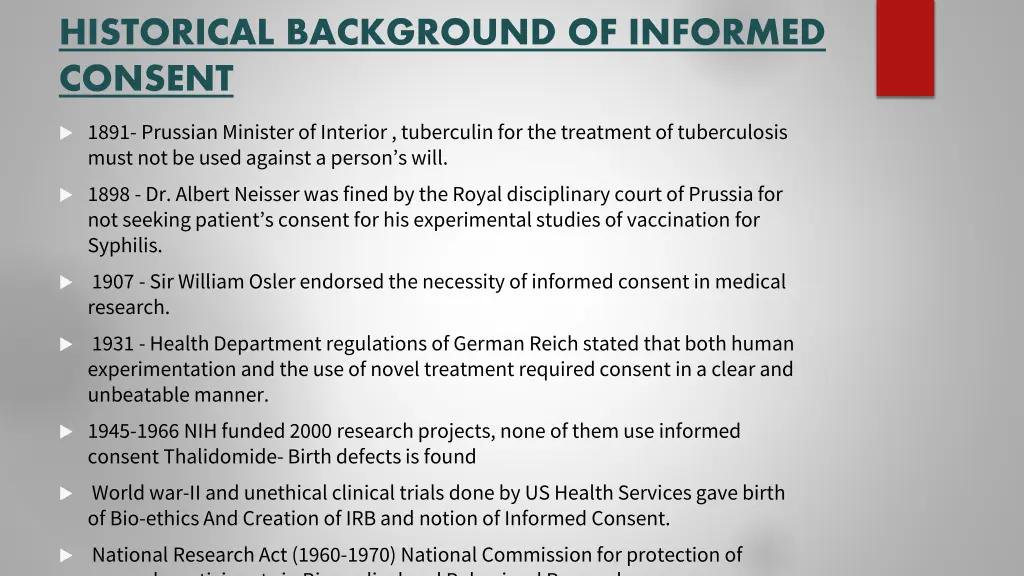 historical background of informed consent