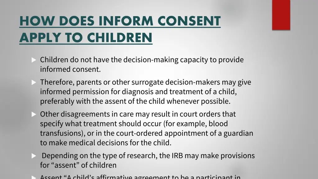 how does inform consent apply to children