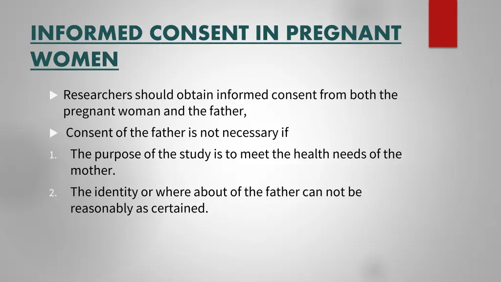 informed consent in pregnant women