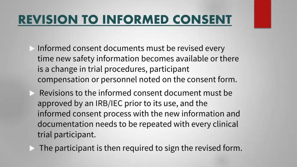 revision to informed consent
