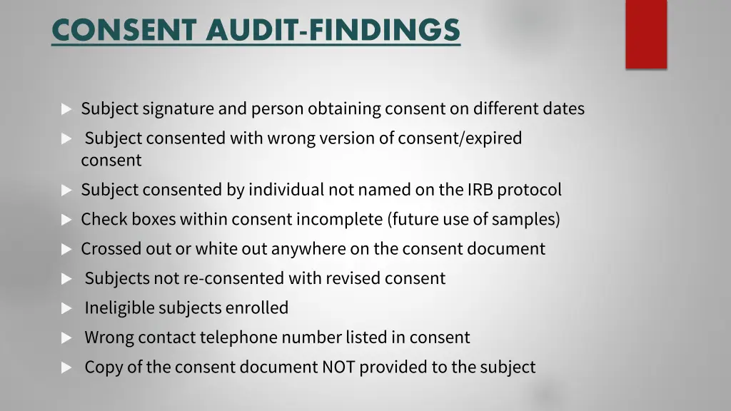 consent audit findings