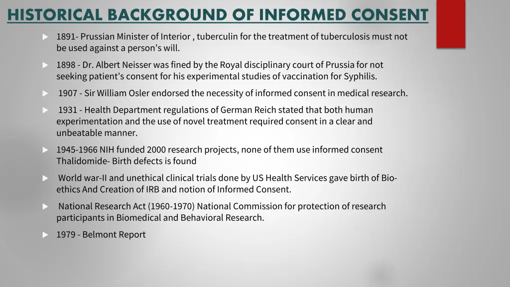 historical background of informed consent