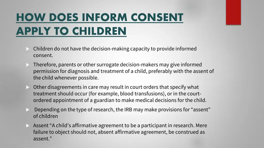 how does inform consent apply to children