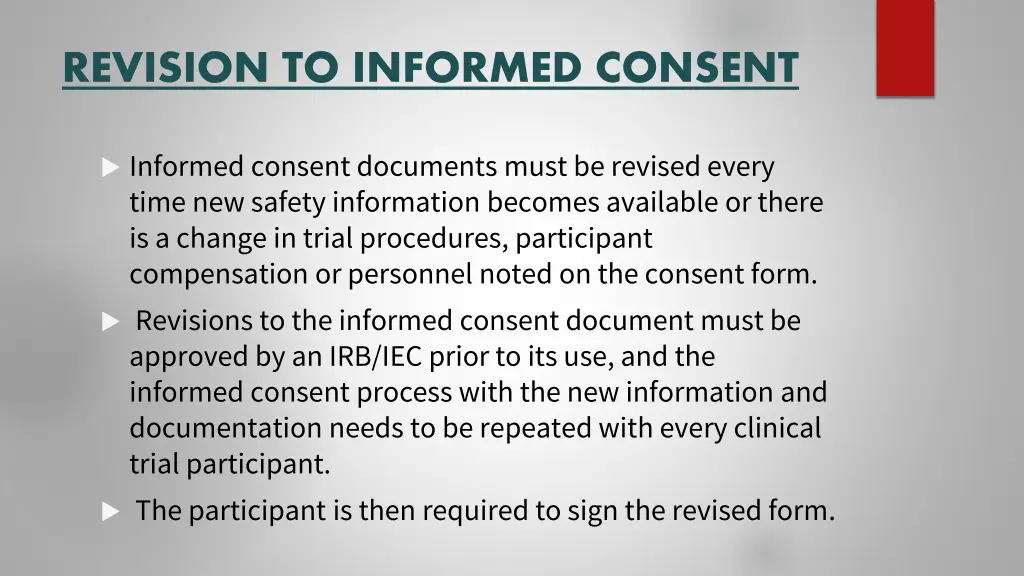 revision to informed consent