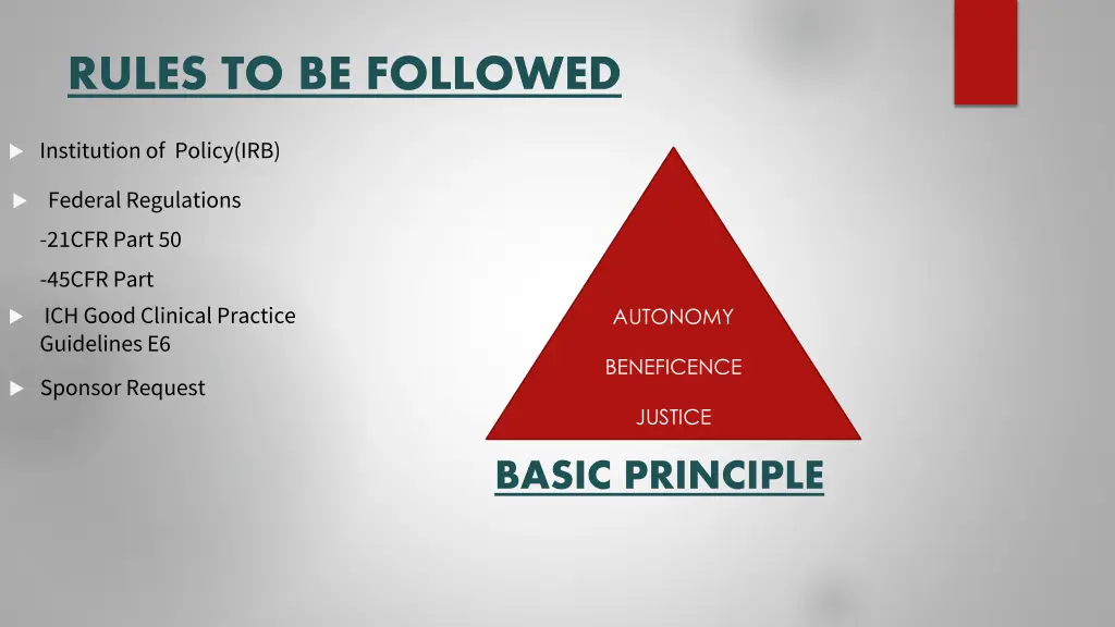 rules to be followed