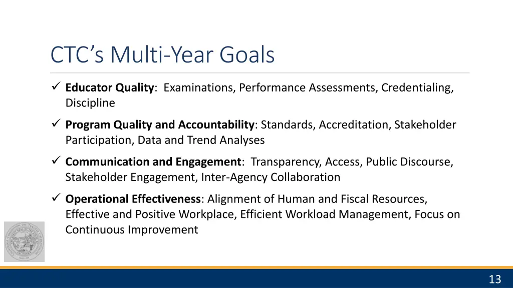 ctc s multi year goals