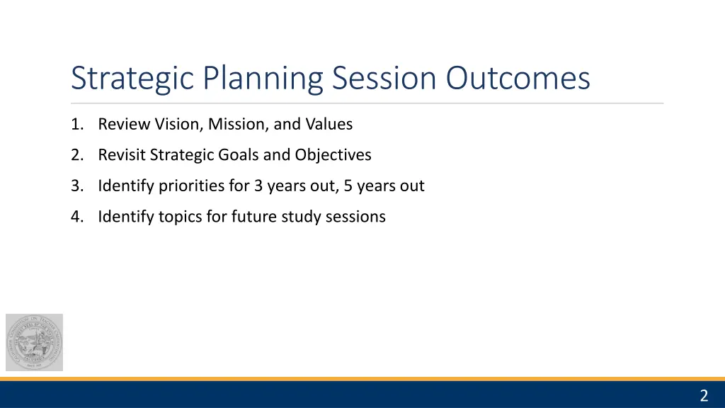 strategic planning session outcomes