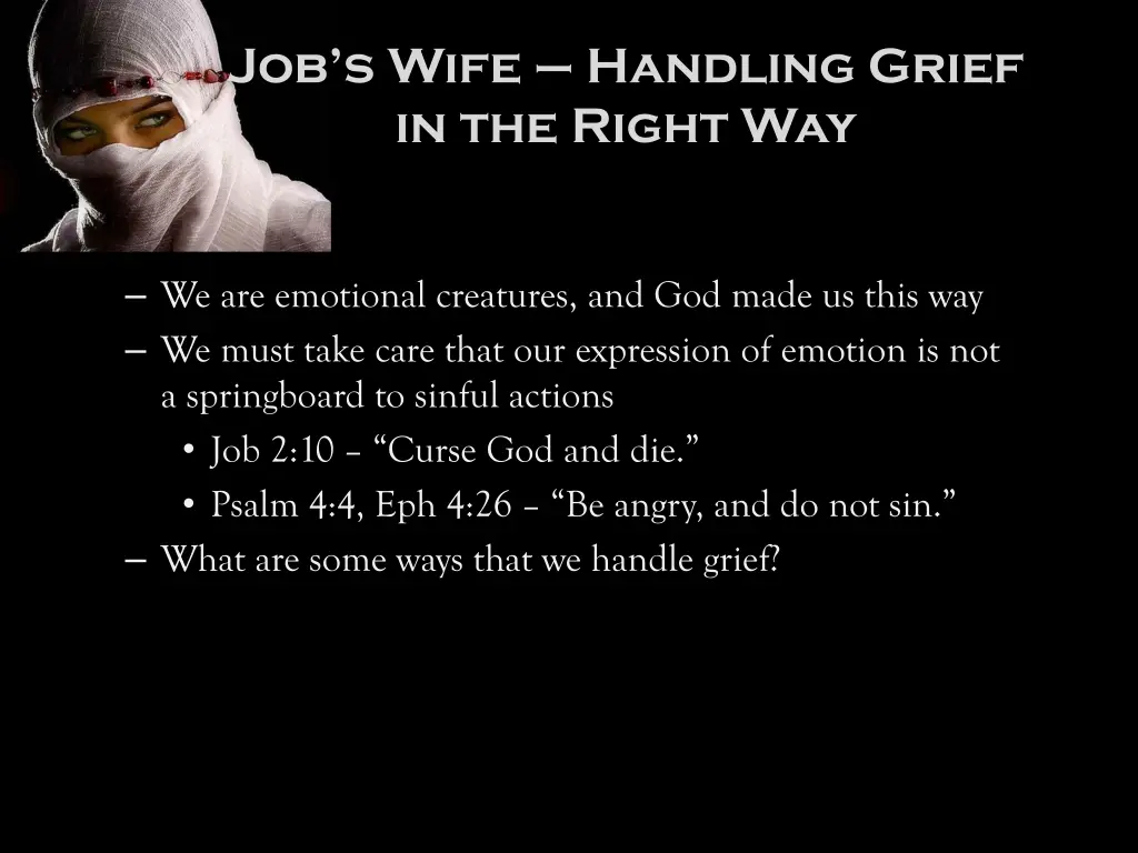 job s wife handling grief in the right way