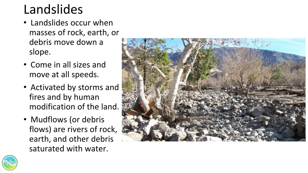 landslides landslides occur when masses of rock