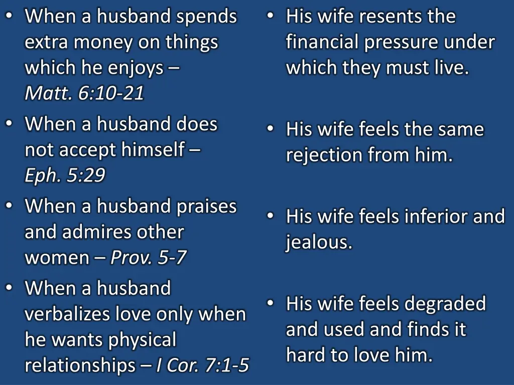 when a husband spends extra money on things which
