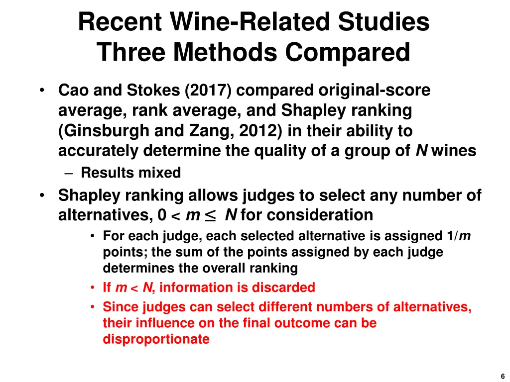 recent wine related studies three methods compared