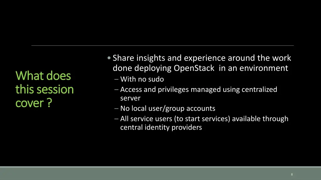 share insights and experience around the work