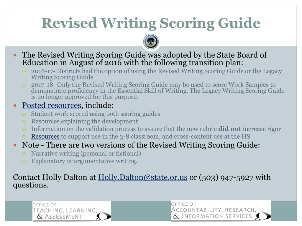 revised writing scoring guide
