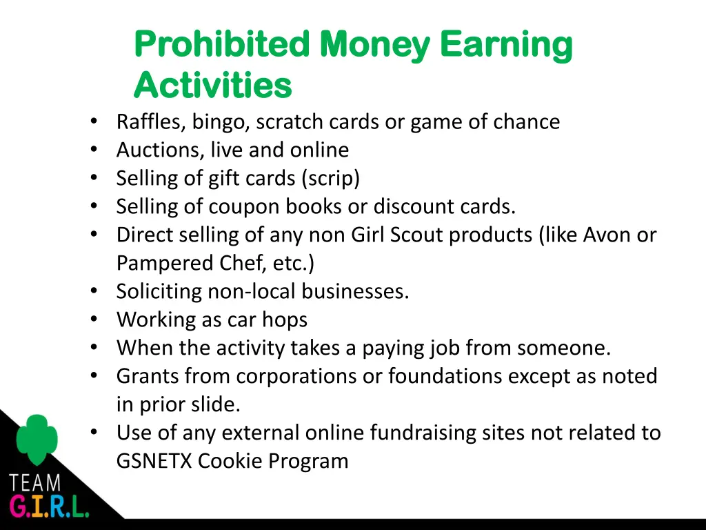 prohibited money earning prohibited money earning