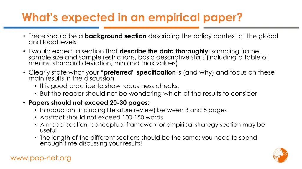 what s expected in an empirical paper