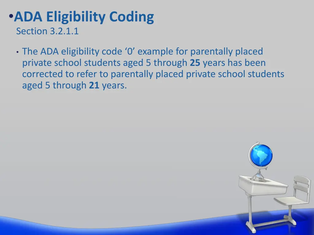 ada eligibility coding